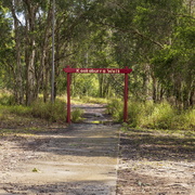 Entrance to Kookaburra Walk viewed from Log of Knowledge Park in Kurri Kurri